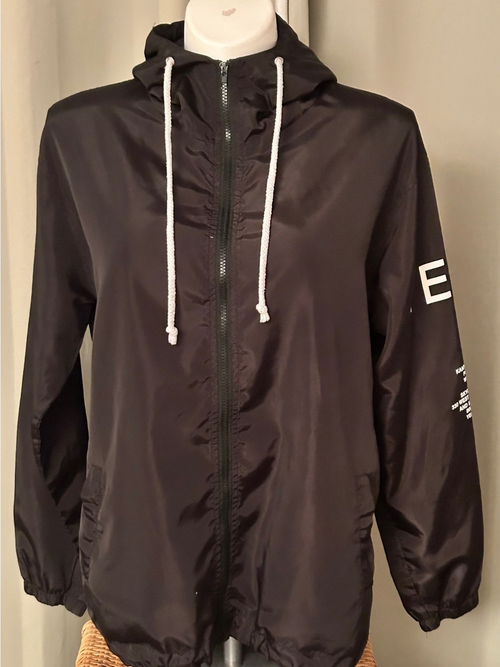 Black Hooded Windbreaker Jacket